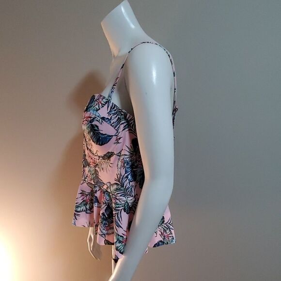 NWT Rosegal Pink Tankini Top with Leaf Pattern (L) - Picture 3 of 5